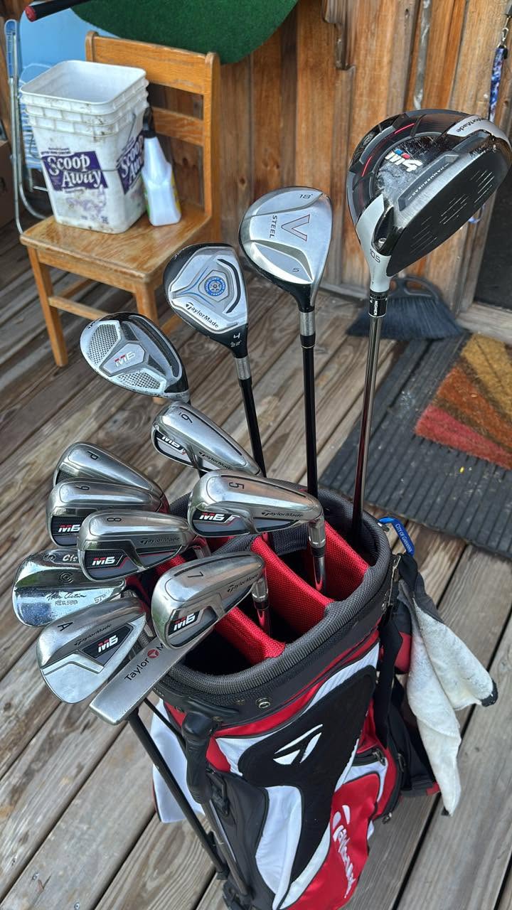 Quality used TaylorMade and other golf clubs in a bag