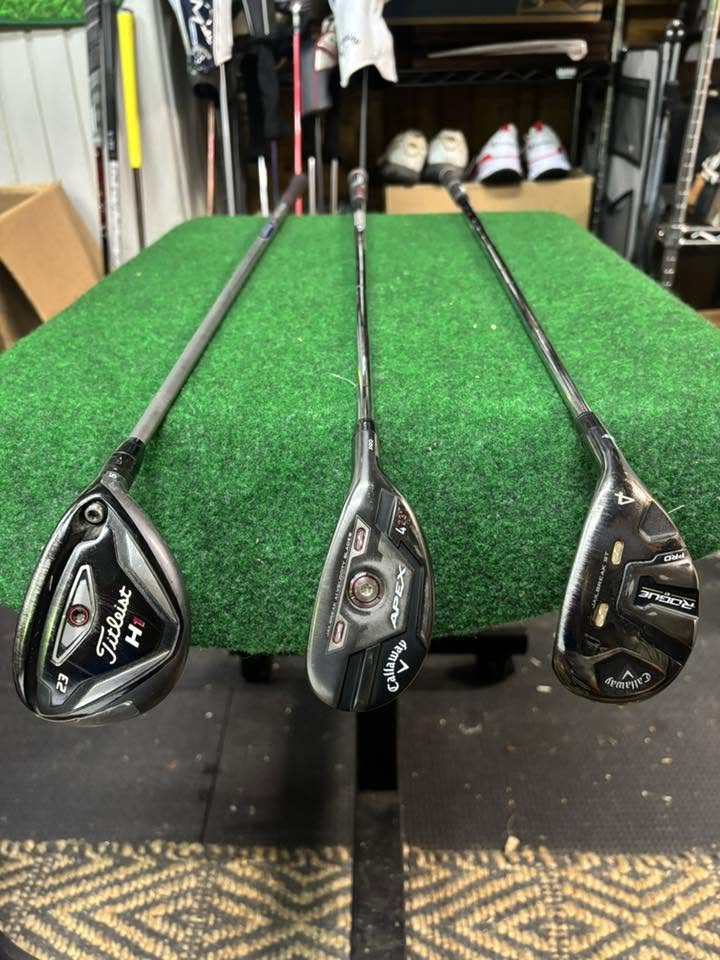 Curated selection of Titleist and Callaway hybrid clubs